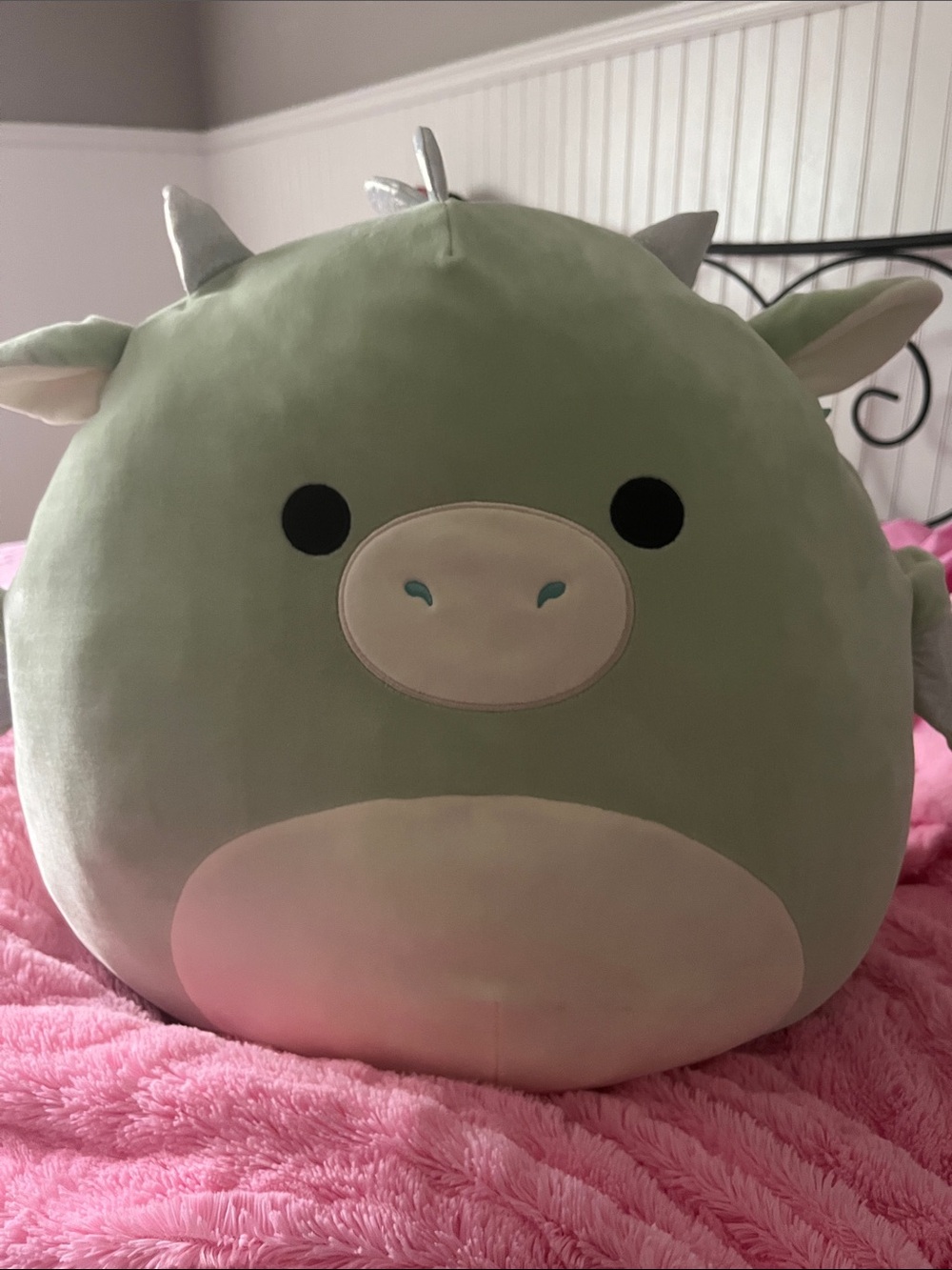 Squishmallow - Drew Plush Green Dragon Accent Pillow with Cream Belly 16”